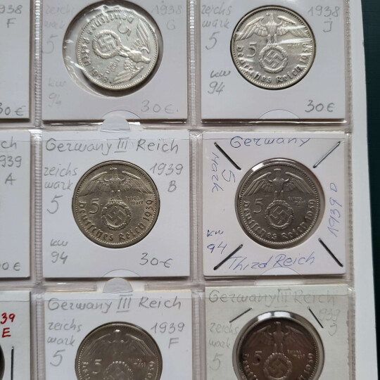 Image of Numismatics album with German rare coins - Third Reich period from 1933 until 1945