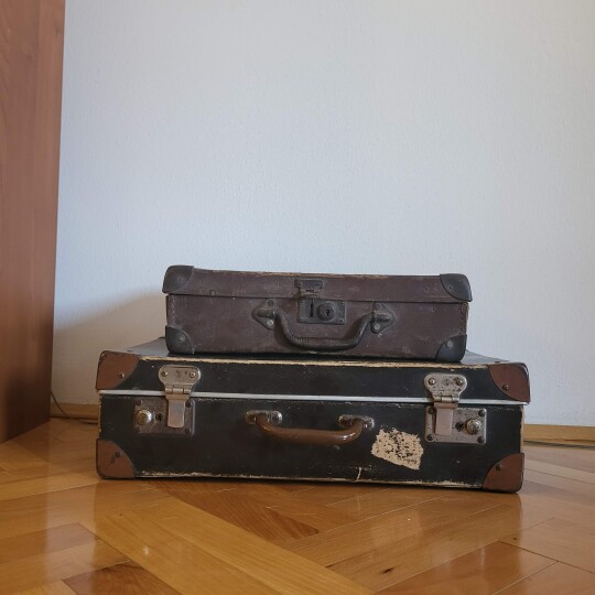 Image of Rare Vintage Leather Suitcase, Luxury Travel Luggage