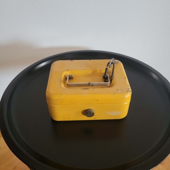 Image of Vintage rare Yellow metal box Burg Wachter