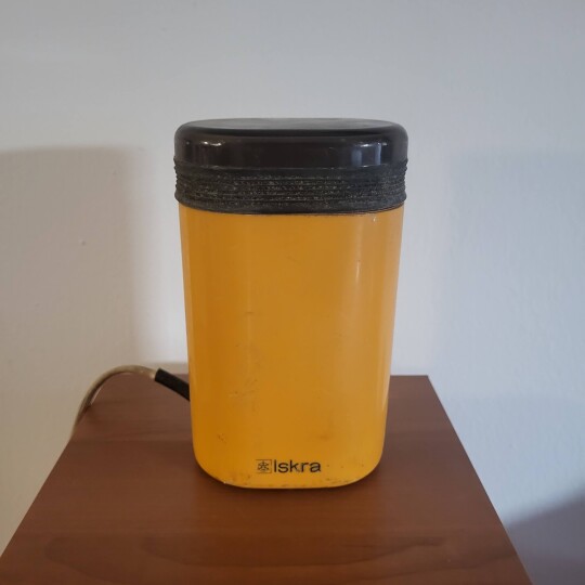 Image of Vintage Retro Orange Electric Coffee Grinder,  Iskra Yugoslavia 