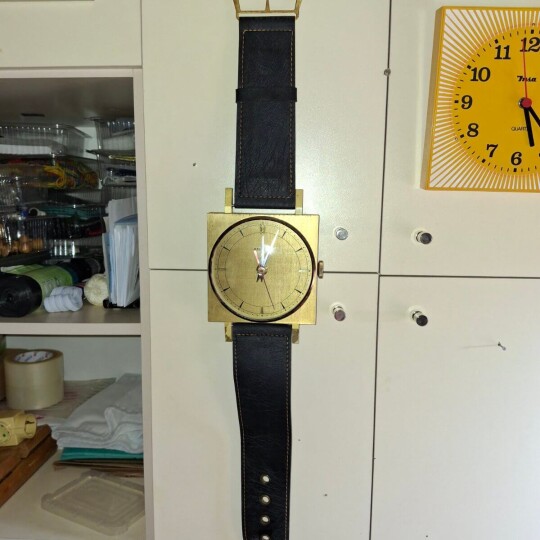 Image of Mid-Century Brass Meister Anker Wall Clock in the Form of a Wristwatch, 1970s