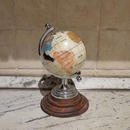 Image of Mini Space SF Stone Rotating rare World Map Globe
