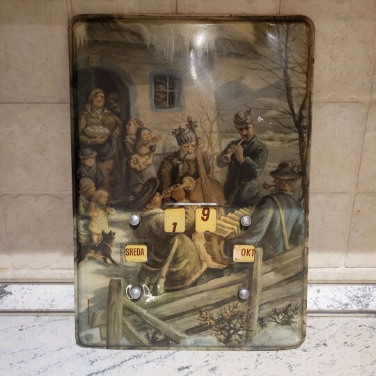 Image of Vintage perpetual Calendar, sheet metal, 1945