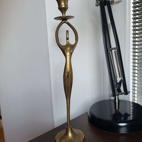 Image of Vintage Brass Ballerina Figure with Candle top