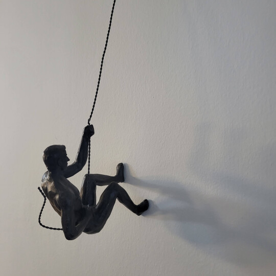 Image of Resin and Metal Hanging Climber Abseiling Man Ornament Sculpture Wall Art Figure