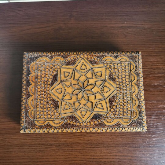 Image of Vintage Old hand-decorated wooden box