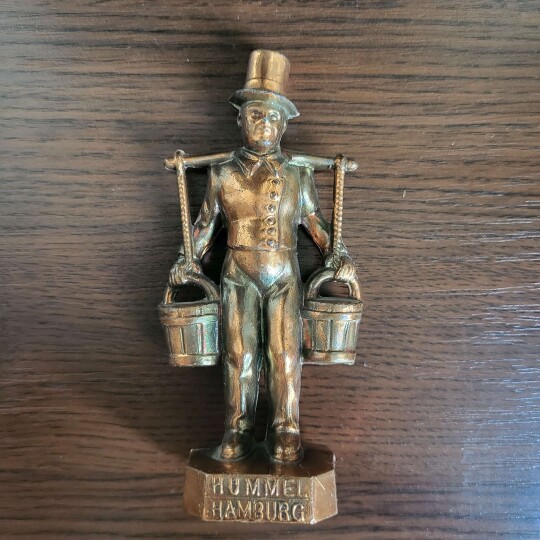 Image of Vintage Hummel Mors Man Carrying Water Figurine Bronze Made In Germany GES GESCH