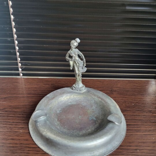 Image of Rare old metal silver ashtray