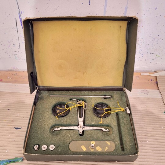 Image of Old scientific instrument case, containing a quantity of instruments