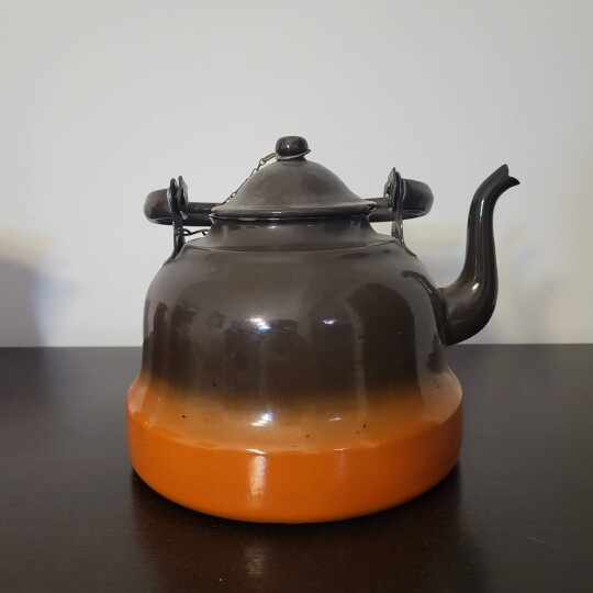 Image of Vintage enameled  brown Teapot from Yugoslavia