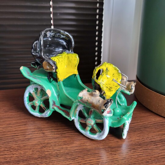 Image of Signed vintage ceramic sculpture "plastique" Unique piece Old car
