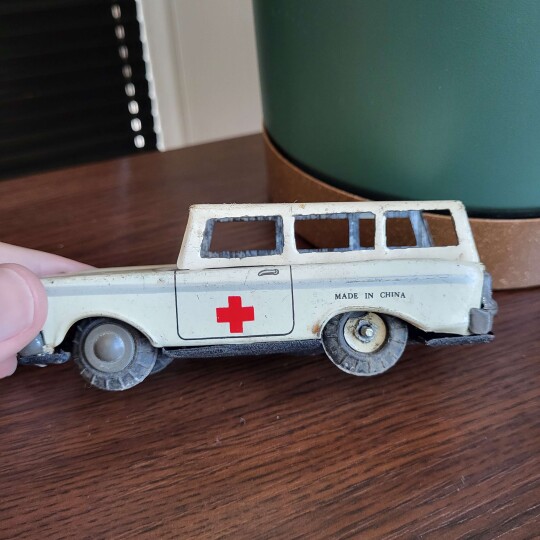 Image of Vintage rare tin toy Ambulance with Red Cross, `China