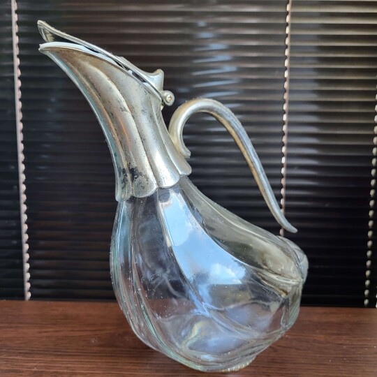 Image of Rare Vintage Royal Crystal DUCK GOOSE SHAPED Silver Plated Wine Decanter