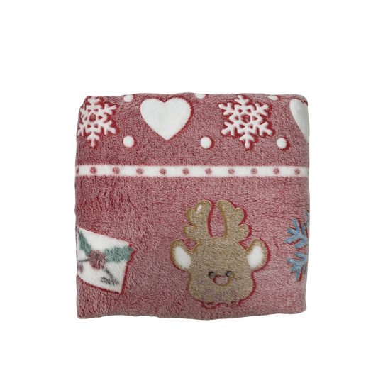 Image of Новогодишно плишано ќебе Црвено ирвас