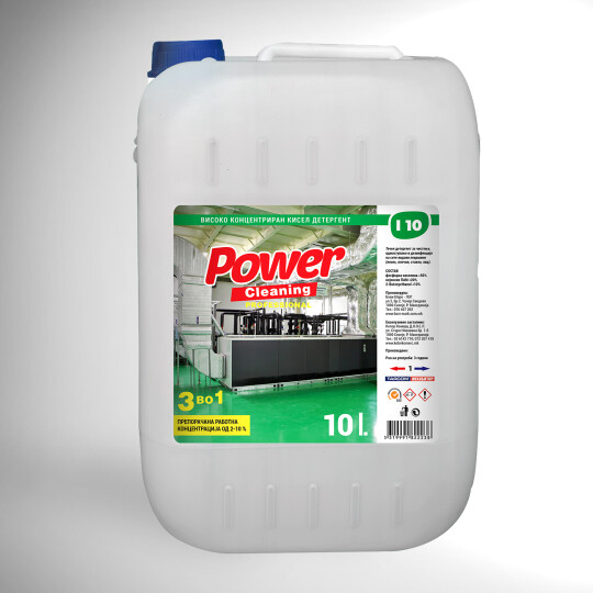 Image of Power Cleaning I10 професионален концентриран детергент за чистење, одмастување и дезинфекција на сите видови површини. 10 литри.
